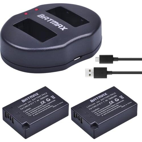 Batmax 2pc LP-E17 LP E17 E17 Camera Battery+USB Dual Charger for Canon EOS Rebel T6i 750D 800D 200D 8000D Kiss X8iCamera Battery