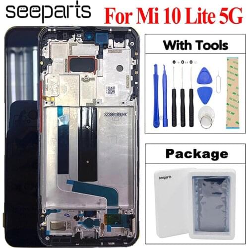 AMOLED For Xiaomi Mi 10 Lite 5G LCD Display Touch Screen Digitizer Assembly Replacements For Xiaomi Mi 10 Lite M2002J9G LCD