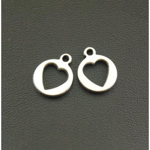 10pcs 15x12mm Silver Color Hollow Out Heart Charm Fits Bracelets Jewelry Making A1130