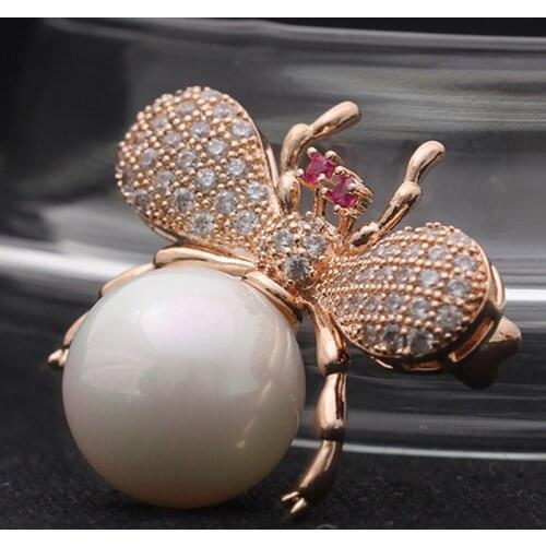 Blucome Zircon Bee Scarf Pins Perfect Copper Insect Brooch Pin For Wedding Jewelry Brand Imitation Pearl Hijab Accessories