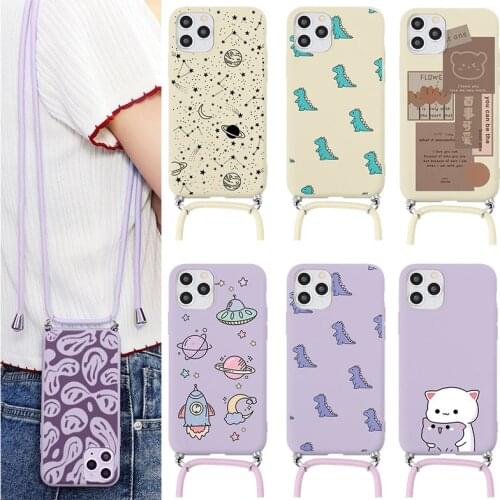 Necklace Lanyard Rope Cases For Xiaomi Redmi Note 8T 9 8 10 Pro 9s 10s 7 5 9C Mi Poco F3 X3 NFC 10T 10 Lite Crossbody Back Cover