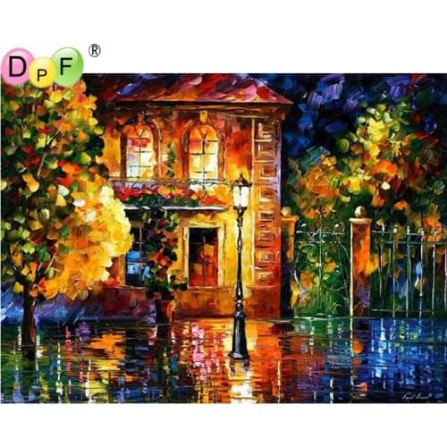 DPF diamond embroidery Lighting villa diamond painting cross stitch crafts diamond mosaic kit full square rhinestone home decor