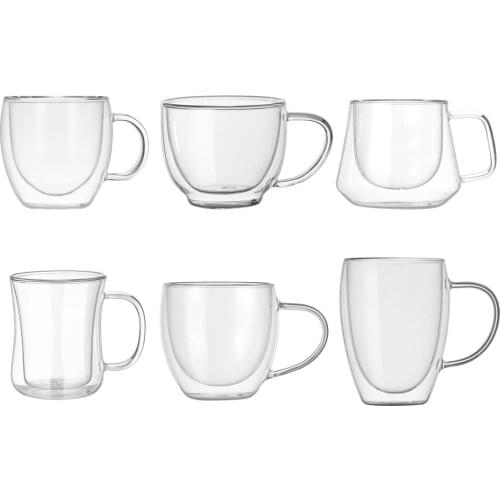 Double-layer Glass Cup Drink Mug Coffee Mugs Transparent Cups Double Layer Antiscalding High Borosilicate 150ml Milk Juice Glass