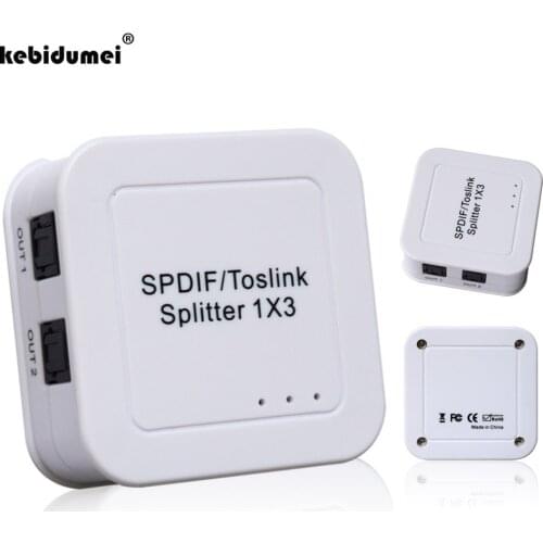 Kebidumei New 1-Port SPDIF TOSLINK Digital Optical Audio Splitter 1 In 3 Out White color
