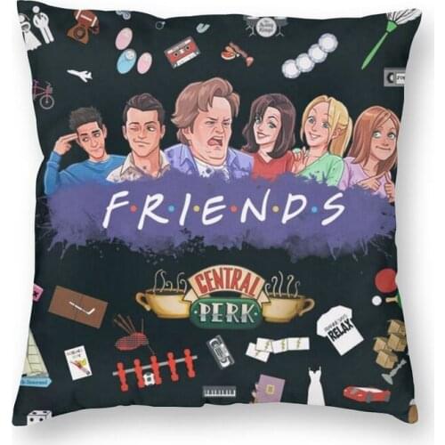 Cartoon Friends Characters Square Pillow Cover Home Decorative TV Show Cushion Cover Throw Pillow for Sofa Double-sided Printing