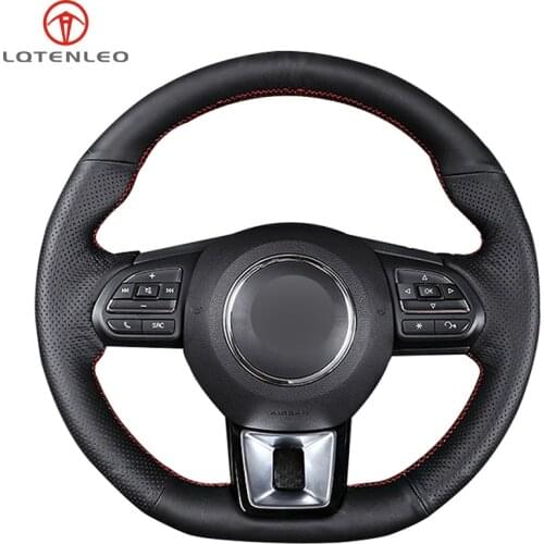 LQTENLEO Black Artificial Leather DIY DIY Hand-stitched Car Steering Wheel Cover For MG MG3 MG6 2017 2018 MG ZS HS GS 2017-2019