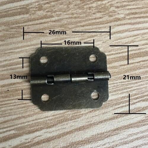 Small Cabinet Door Hinge,Door Butt Hinges For DIY Box,4 Holes Bronze Tone Bag Accessory,26*21mm,With Screws,10Pcs
