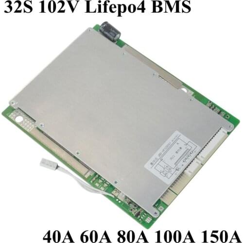 32S Lifepo4 40A/60A/80A/100A/150A BMS with LED Balanced Light MOS Tube Used for Electric Bicycle and Scooter Tools Battery Pack