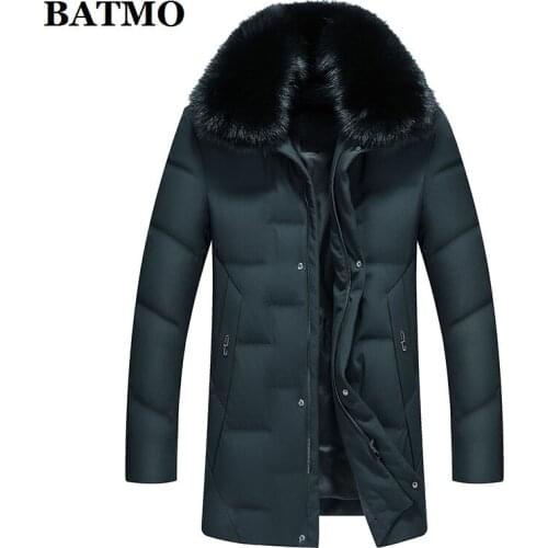 BATMO 2019 new arrival winter 90% white duck down jackets men,mens fake fur collar down coat.6907