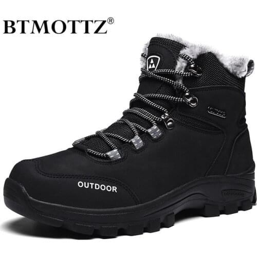 Genuine Leather Men Boots Winter with Fur 2019 Warm Snow Boots Men Winter Work Casual Shoes Military Combat Ankle Boots BTMOTTZ