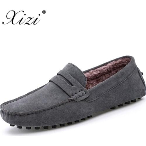 XIZI 2018 Mens Genuine Leather Shoes Male Casual Comfortable sneakers shoes Man Keep warm Slip-On Wearing Flats Big size 38-46
