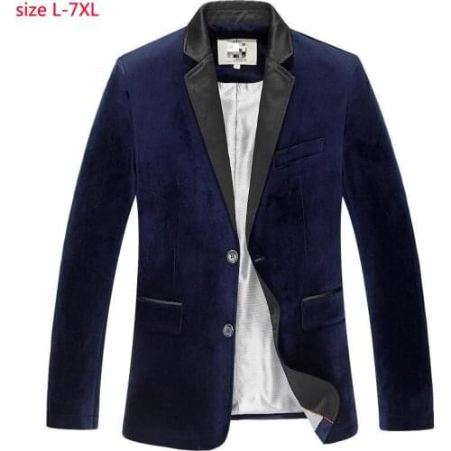 2019 New Arrival Fashion High Quality Spring Large Suit Men Single Breasted Casual Velvet Mens Blazers Plus Size LXL2XL-6XL 7XL