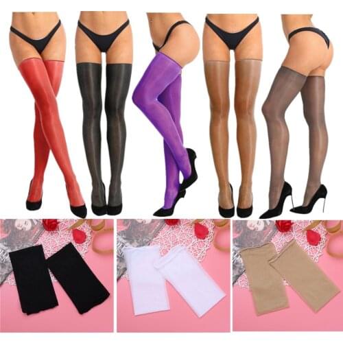 None-Slip Lace Band Stay Up Thigh High Stockings Womens Sexy Full-footed Top Long Nightclub Elastic Silk Thigh High Stockings
