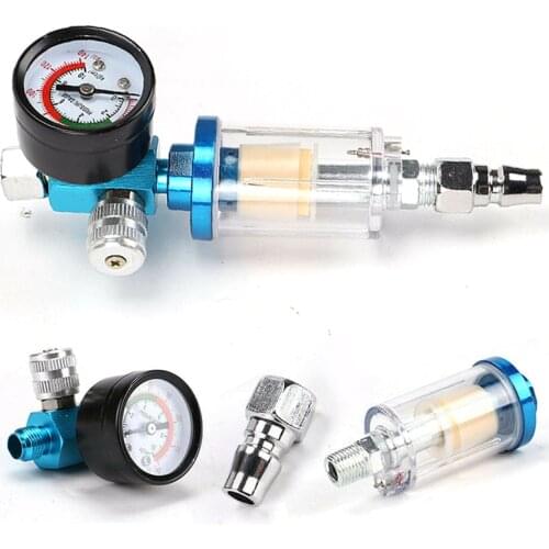 New Durable Mini Air Pressure Regulator Gauge Spray Tool & In-Line Water Trap Air Filter For Automobile Repair Pneumatic Parts
