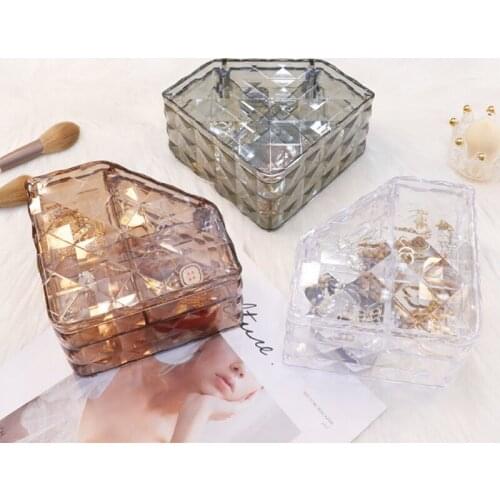 Jewelry Organizer Jewelry Storage Box Ring, Watch Earrings Display Stand 2 Layers Can Be Superimposed Dustproof and Portable