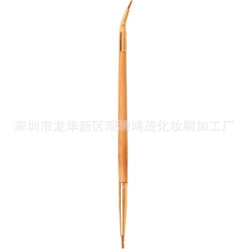 Single makeup refreshing single double-headed eyeliner brush Bamboo handle lip brush Beauty tools Glamour cosmetics