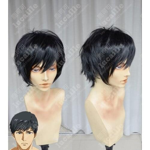 Anime Tokyo Ghoul Kotaro Amon Cosplay Wigs Short Black Fluffy Heat Resistant Synthetic Hair Wig + Wig Cap