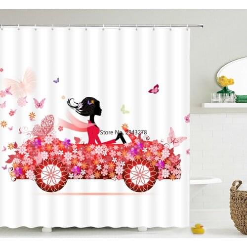 Sexy Woman Beautiful Girl Shower Curtains Flower Rose Romance Bathroom Curtain Waterproof Polyester Fabric Home Shower Curtain