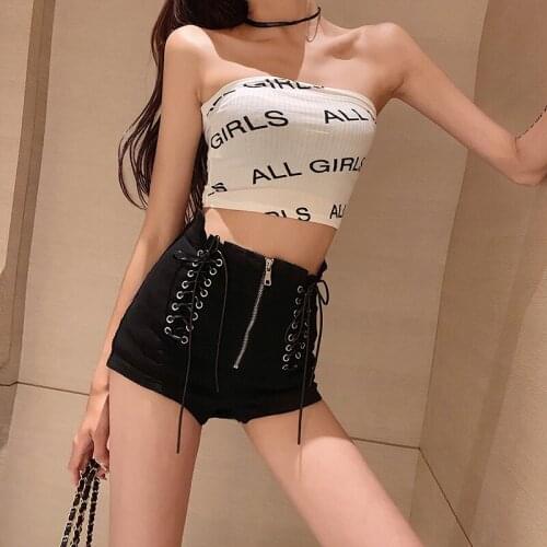 Summer High Waist Denim Shorts For Women Blue Black Sexy Bandage Short Jeans Korean Style Harajuku Fashion Lace Up Shorts Femme