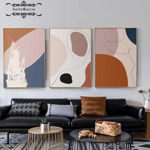 Nordic Abstract Morandi Line Canvas Art Painting Poster and Print Wall Art Pictures for Modern Contracted Home Decoration