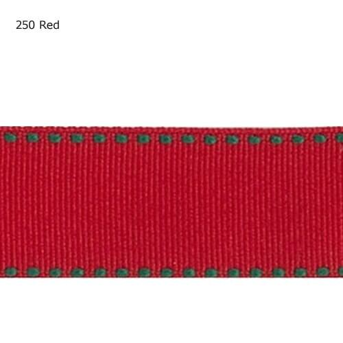 5/8" inch 16mm Forest Green saddle Red stitched ribbon