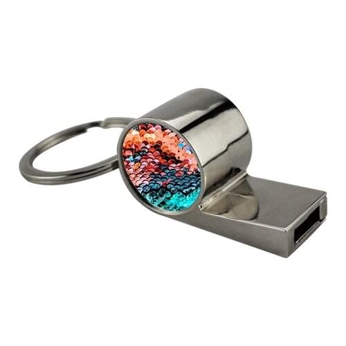 Sublimation blank Metal whistle key chain hot transfer printing diy customized key ring consumables 12pcs/lot