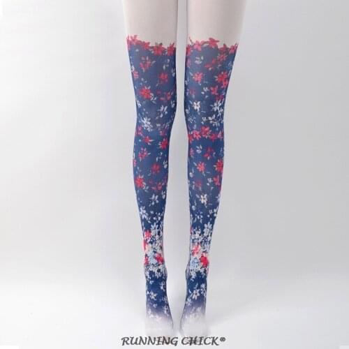 Tattoo Splice Thigh Printed White Bottoming Harajuku Sublimation