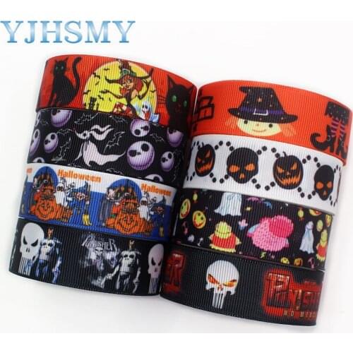 YJHSMY I-191004-2348,22mm 10yards Halloween Cartoon Thermal transfer Printed grosgrain Ribbons,bow cap,Clothing DIY accessories