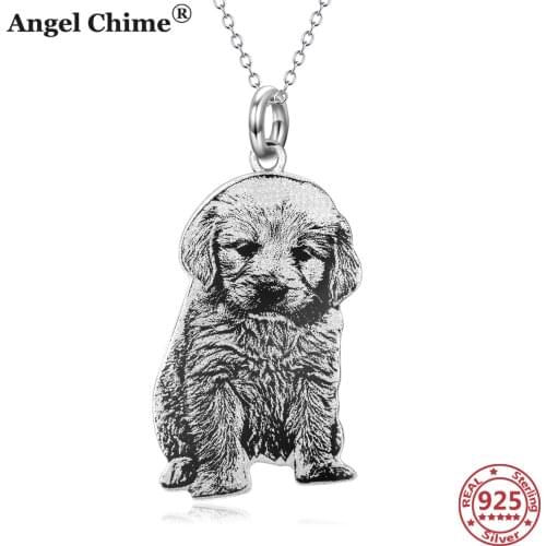 AC 925 Sterling Silver Personalized Photo Pendant Necklace Charm Photo Customized Necklace S925 Chain Collar Angel Woman'Jewelry