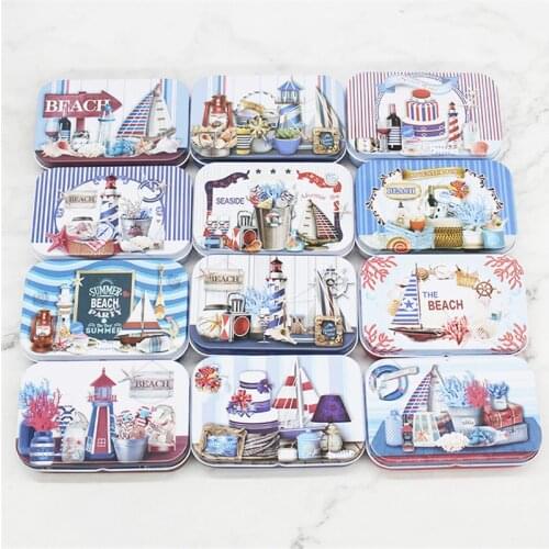 12pcs Rectangular Collectable Tin Box Drawer Organizer Home Decor Makeup Storage Case Wedding Favor Candy Snacks Packaging