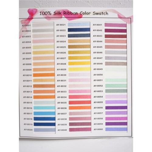 120 solid colors 100% pure silk embroidery ribbon taffeta wedding ribbon silk embroidery ribbon Handcraft