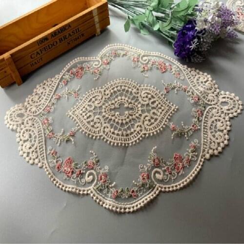 2 pcs 32*45cm Embroidered Flower Mesh Lace Ribbon Applique Trims for Covers Curtain Home Textiles Sewing Ribbon Lace Fabric