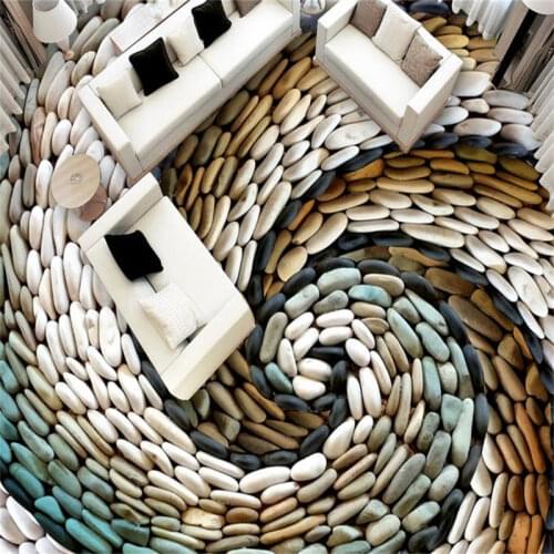 2020 3d flooring papel de parede wallpaper custom floor tiles Romantic pebbles 3d pvc flooring Bedroom bathroom swimming pool
