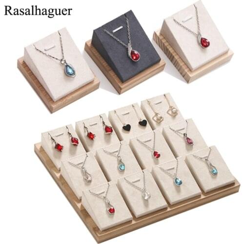 2022 Bamboo Necklace Pendant Earring Display Stand Holder Rack Jewelley Display Holder Stand Velvet Jewelry Organizer Wholesale