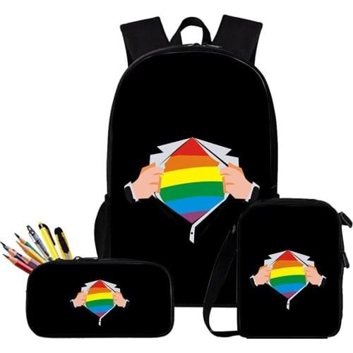 3pcs/Set Backpack 2020 New LGBT Fashion Backpack Shoulder Bags 3D Print School Bag Mochilas Student Backpack