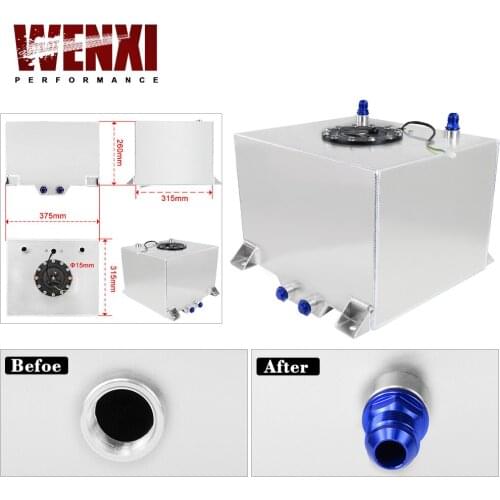 30L Aluminium Fuel Surge Tank Mirror Polish Fuel Cell With Cap Foam Inside With Sensor WX-TK68