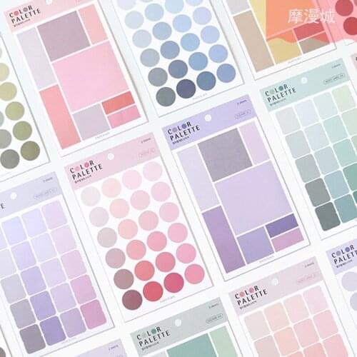 4 Sheets Fresh Pastel Color Multifunctional Dot Square Index Label Decorative Stickers for DIY Scrapbooking Envelope Seal