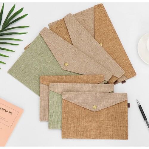 A4 A5 simple imitation linen canvas felt file bag portfolio office study bag stationery folder file bag briefcase file folders