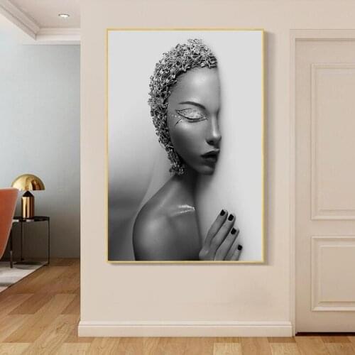African American Women Portrait Canvas Painting Beauty Girl Nordic Posters and Prints Wall Art Picture for Living Room Decor