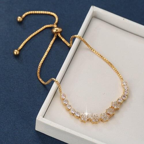 Funmode Fashion Star Shape Cubic Zircon Box Chain Adjustable Bracelets For Women Party Jewelry pulsera hombre Wholesale FB64
