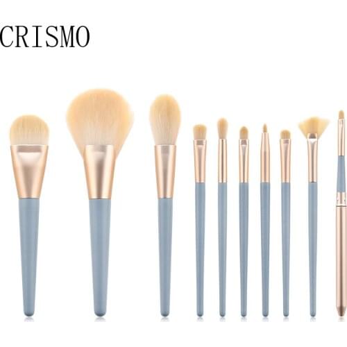 CRISMO 10PCS Makeup Brushes Set Professional Eyeshadow Foundation Blush Powder Eyeliner Eyelash Fan Make Up Brush Cosmetic Tool