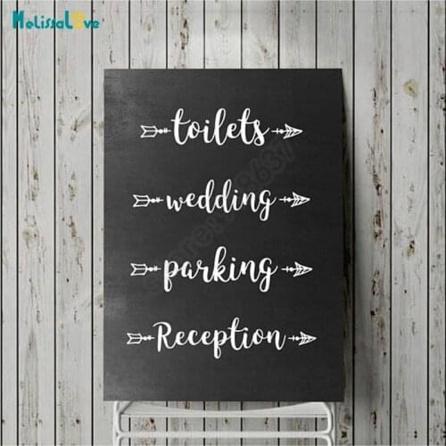 Arrow Design Toilets Wedding Parking Reception Party Reception Sign Vinyl Decal Quote Wood Board Chalkboard Sticker B824