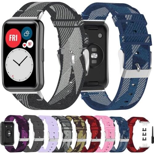 For Huawei Watch Fit Strap Nylon Woven Band Canvas Watchband Smart Wristband Lrregular Pattern for HUAWEI Fit TIA-B09 Bracelet