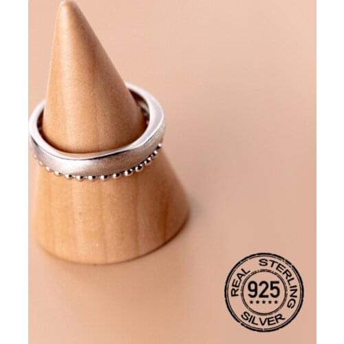 Double Bead Chain Charm Rings S925 Silver For Women Opening Adjustable Vintage Creative Fashion Korea Female Jewelry Gift INEFFA