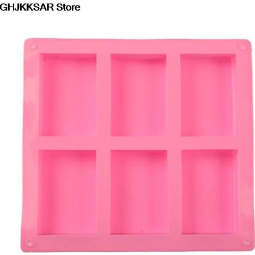 6 Cell Rectangular Thick Silicone Soap Mold For Handmade Craft DIY Homemade Decorative Soap Making Mould HOT