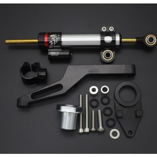 FX CNC Adjustable Motorcycles Steering Damper Stabilizer Mounting Brackets Kits For Kawasaki ZX6R 2009 - 2019 2016 2015 14 13 12