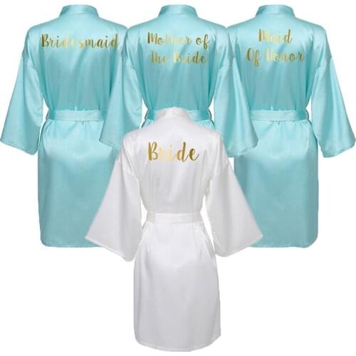 Silk Satin Robe Personalized Bridesmaid Robes Bride Robe Women Bridal Wedding Robe Bathrobe Nightgrowns Sleepwear Blue