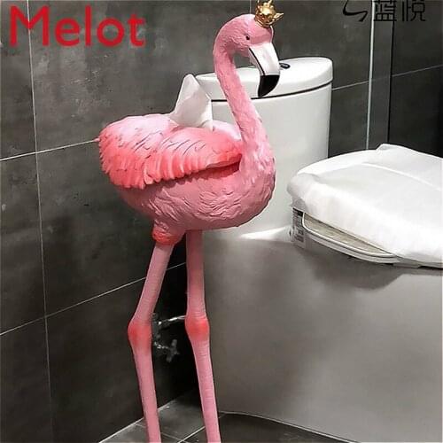 High-End Luxury Flamingo Paper Extraction Box Cute Creative Living Room Tissue Box Bathroom Household Minimalist Tissue Box