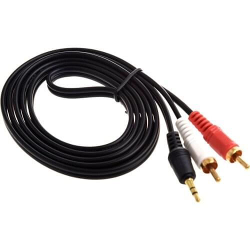 3.5mm Jack to 2 x RCA Phono o Cable Gold 1m Lead