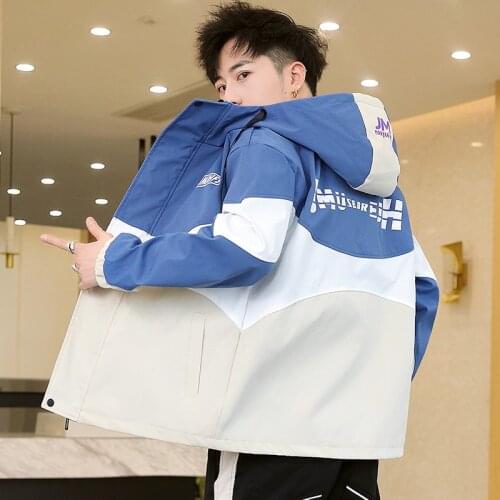 Spring/Autumn Trendy Mens JACKET OUTERWEAR Worker Decorates Short Windbreaker High Street Printed Clothes Mens Hooded Coat 3XL